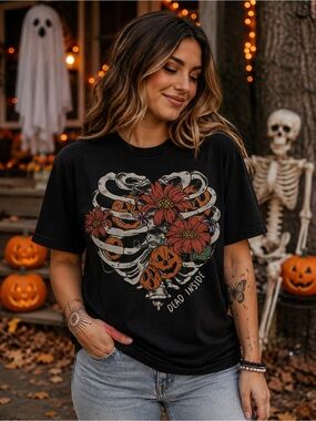 Black 'Dead Inside' Halloween Graphic Tee - Women's